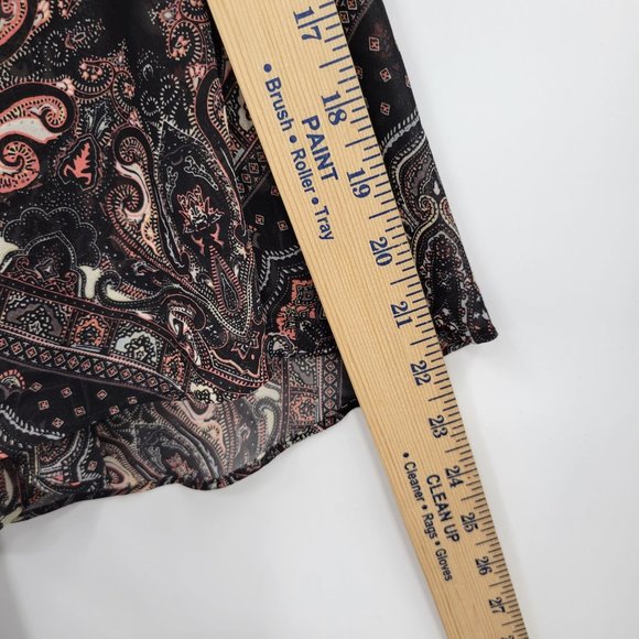 Free People Paisley Kimono Smocked Moonlight Bay Dress Mesh Belle Sleeve 2 Women - Picture 13 of 15